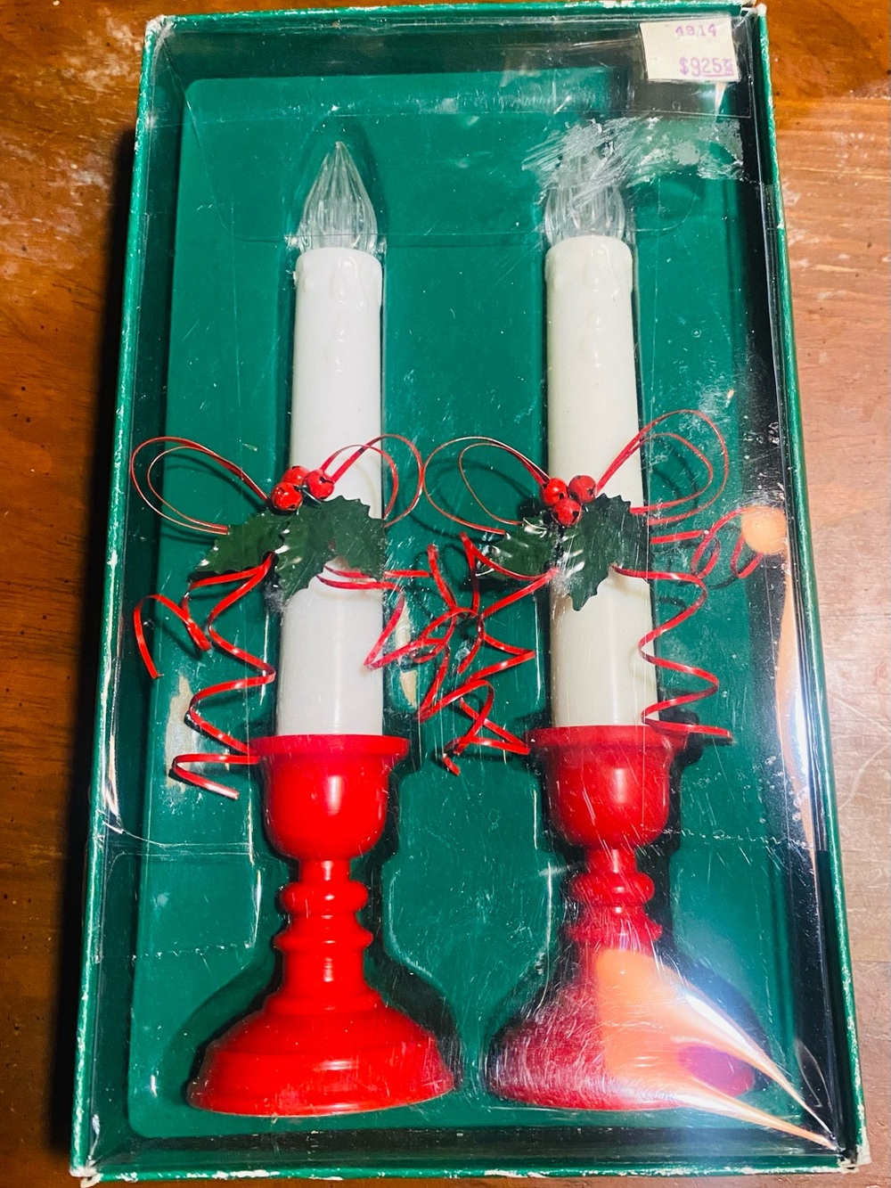 Vintage Department 56 Battery Operated Candles Red Base
